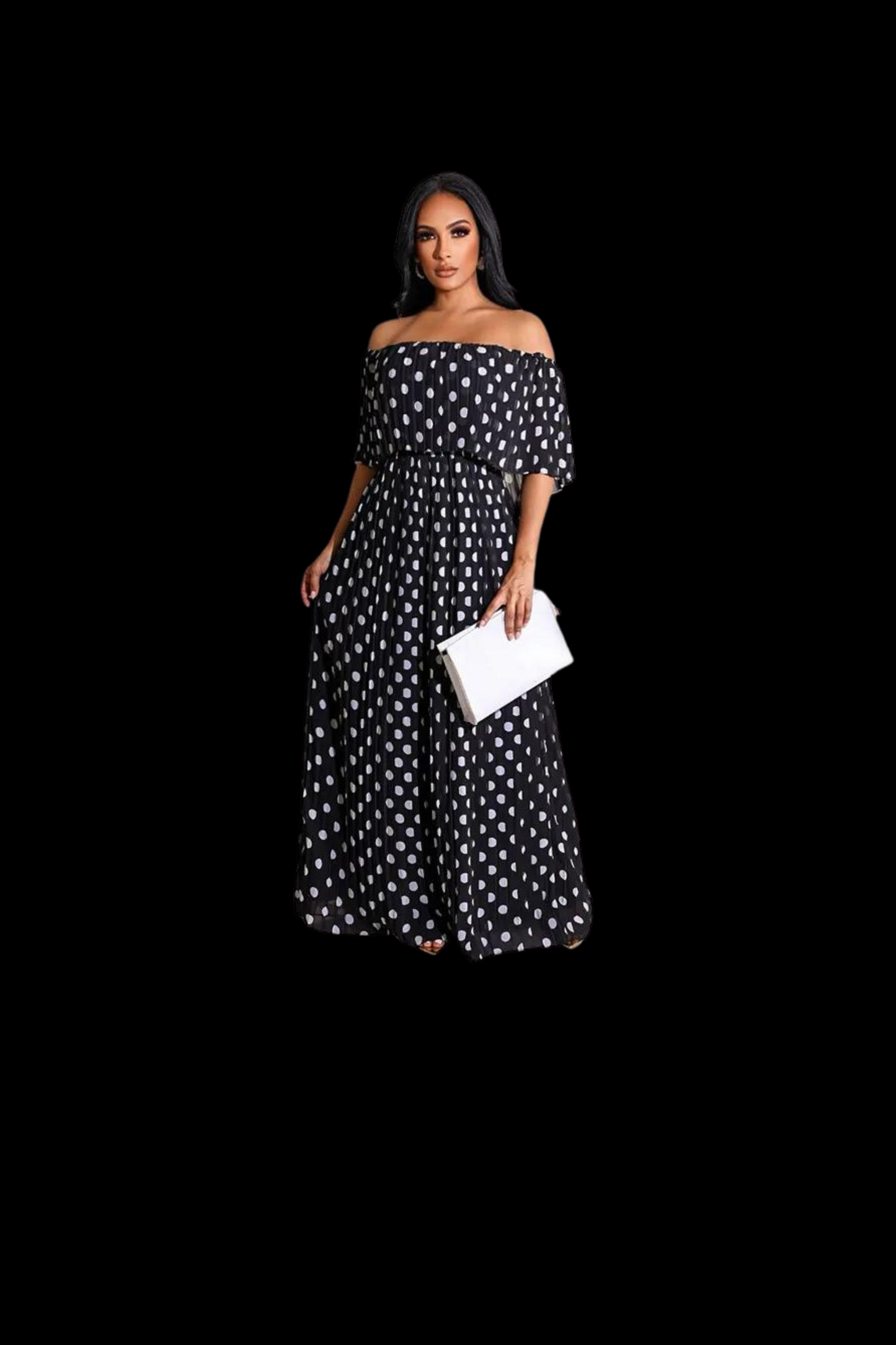 Flatter Me Dots Dress| BLACK